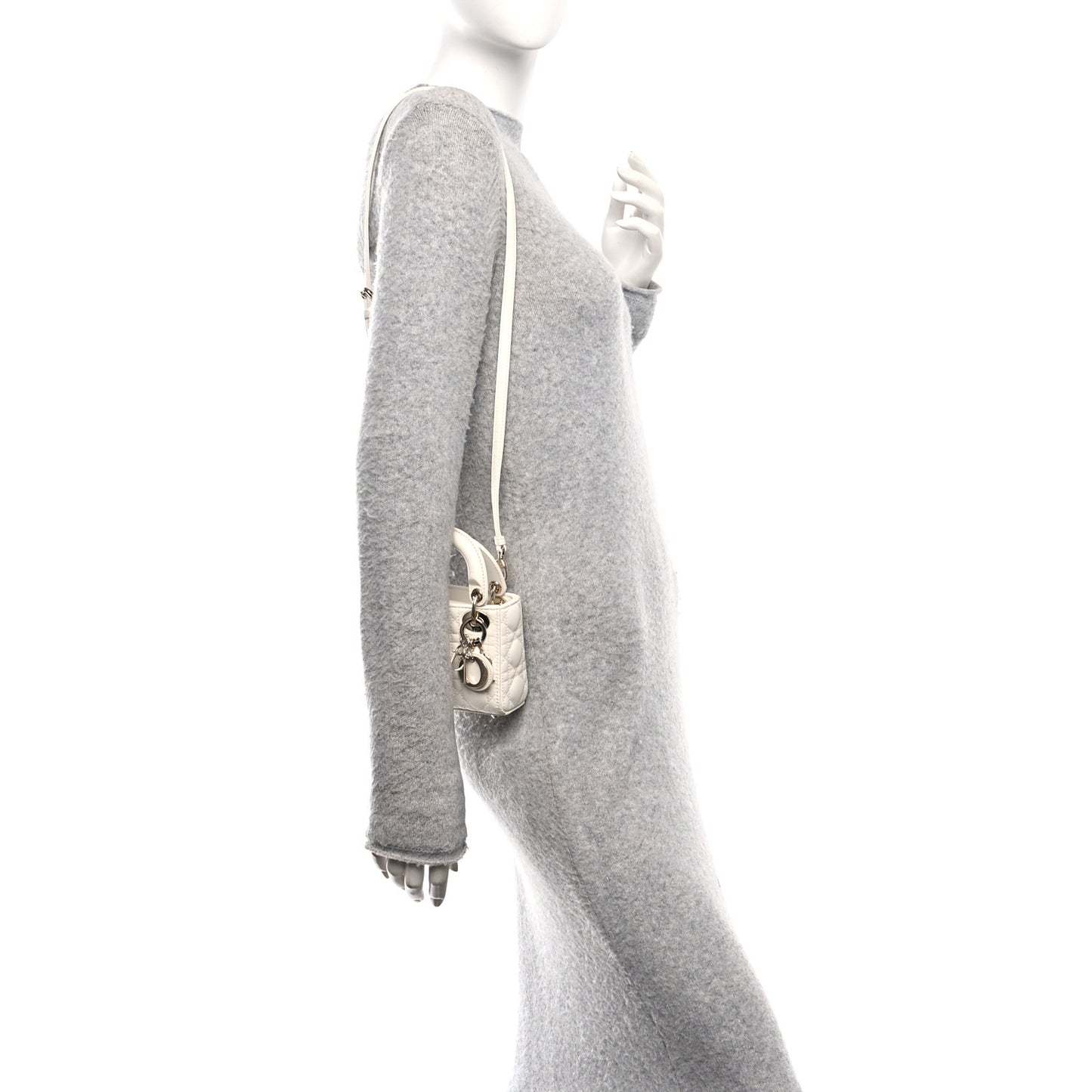 Lambskin Cannage Micro Lady Dior Latte