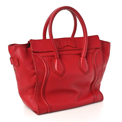 Celine Drummed Calfskin Mini Luggage Red 2 of 12