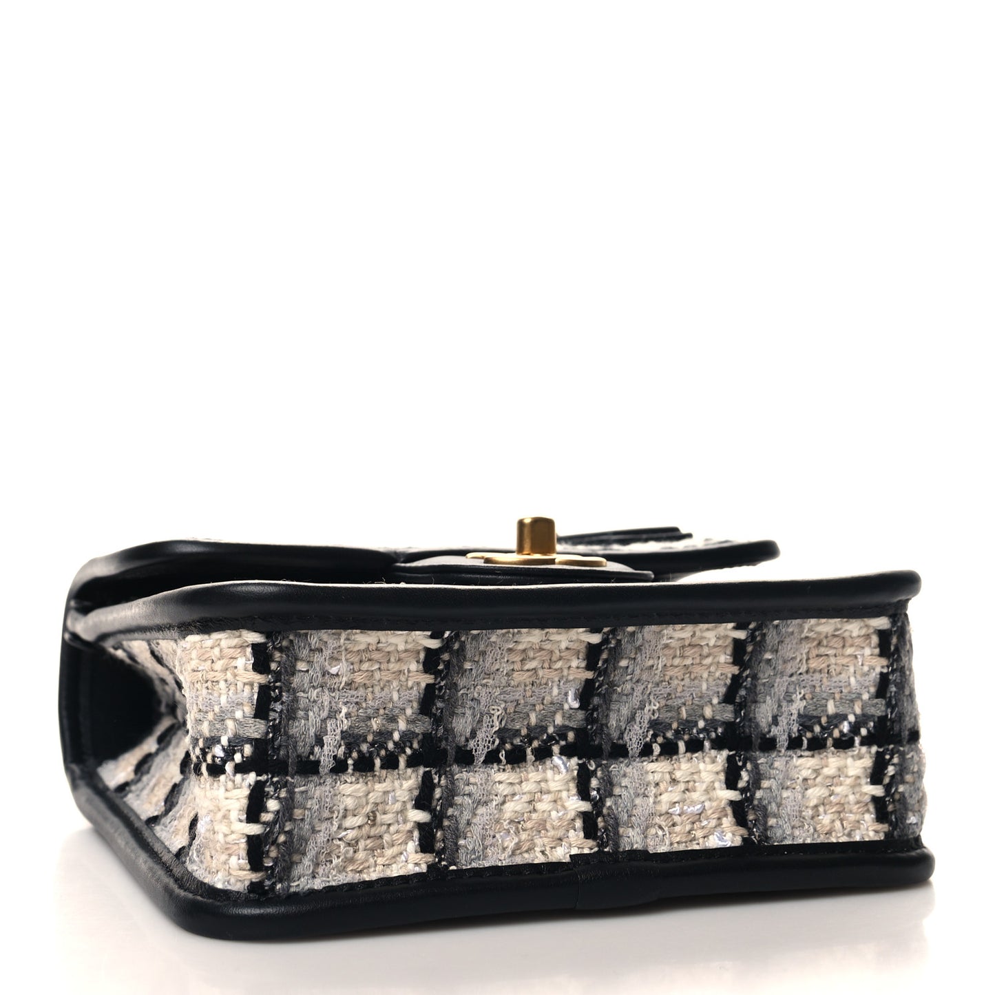 Tweed Calfskin School Memory Mini Top Handle Flap Ecru Grey Beige Black