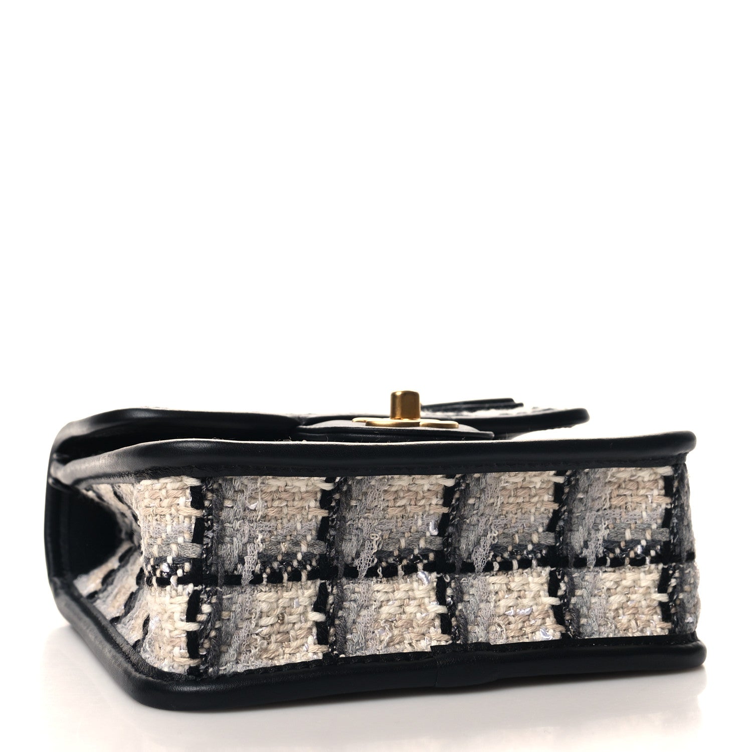 Chanel Tweed Calfskin School Memory Mini Top Handle Flap Ecru Grey Beige Black 4 of 11