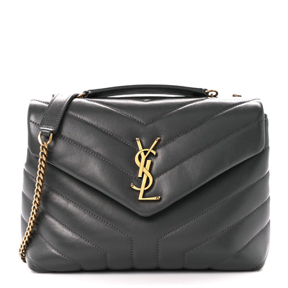 Saint Laurent Calfskin Y Quilted Monogram Small Loulou Chain Satchel Storm 1 of 11