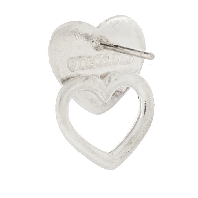 Tiffany Sterling Silver Double Heart Earrings 3 of 4