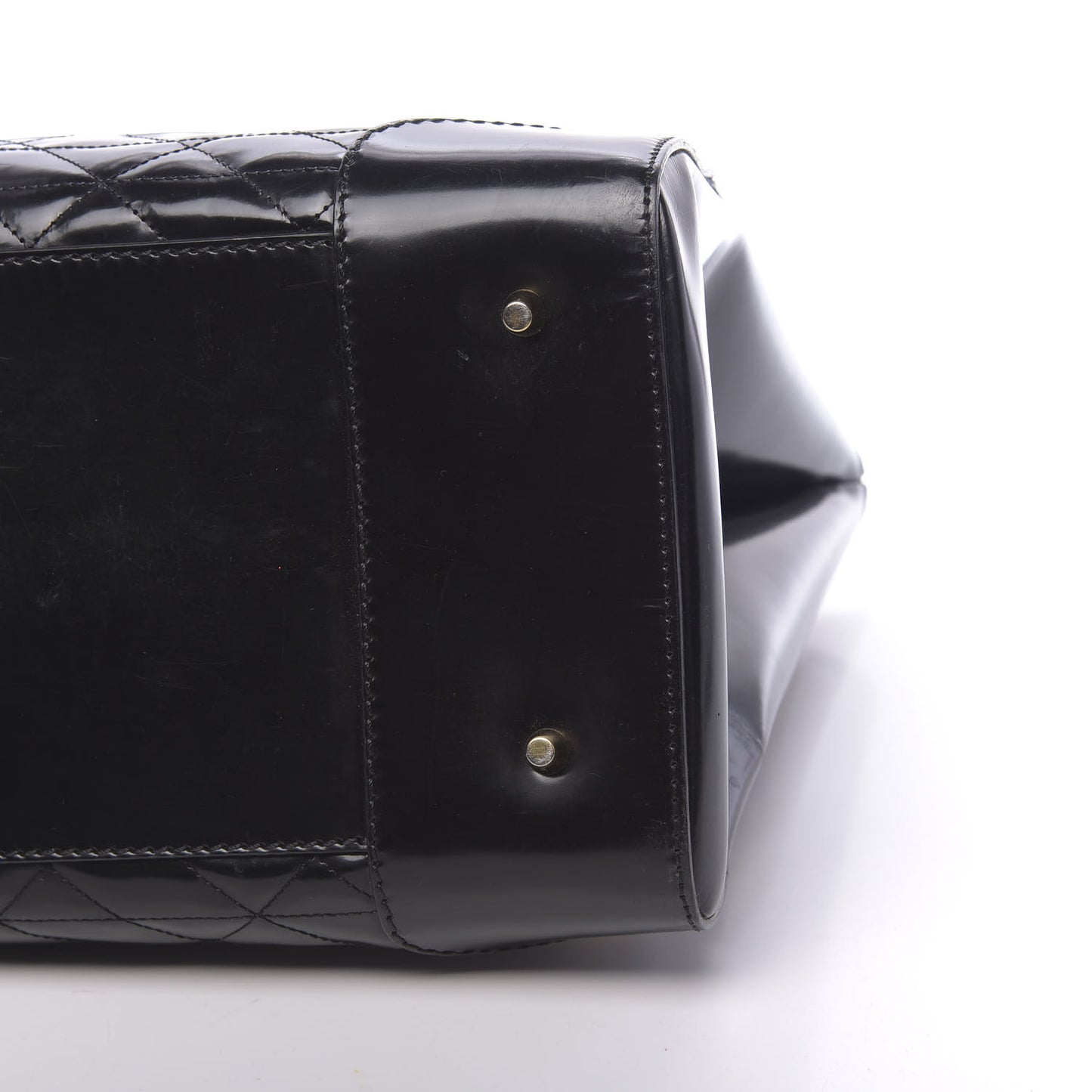Patent Quilted Bi-Color Medium Albett Tote Black Gold