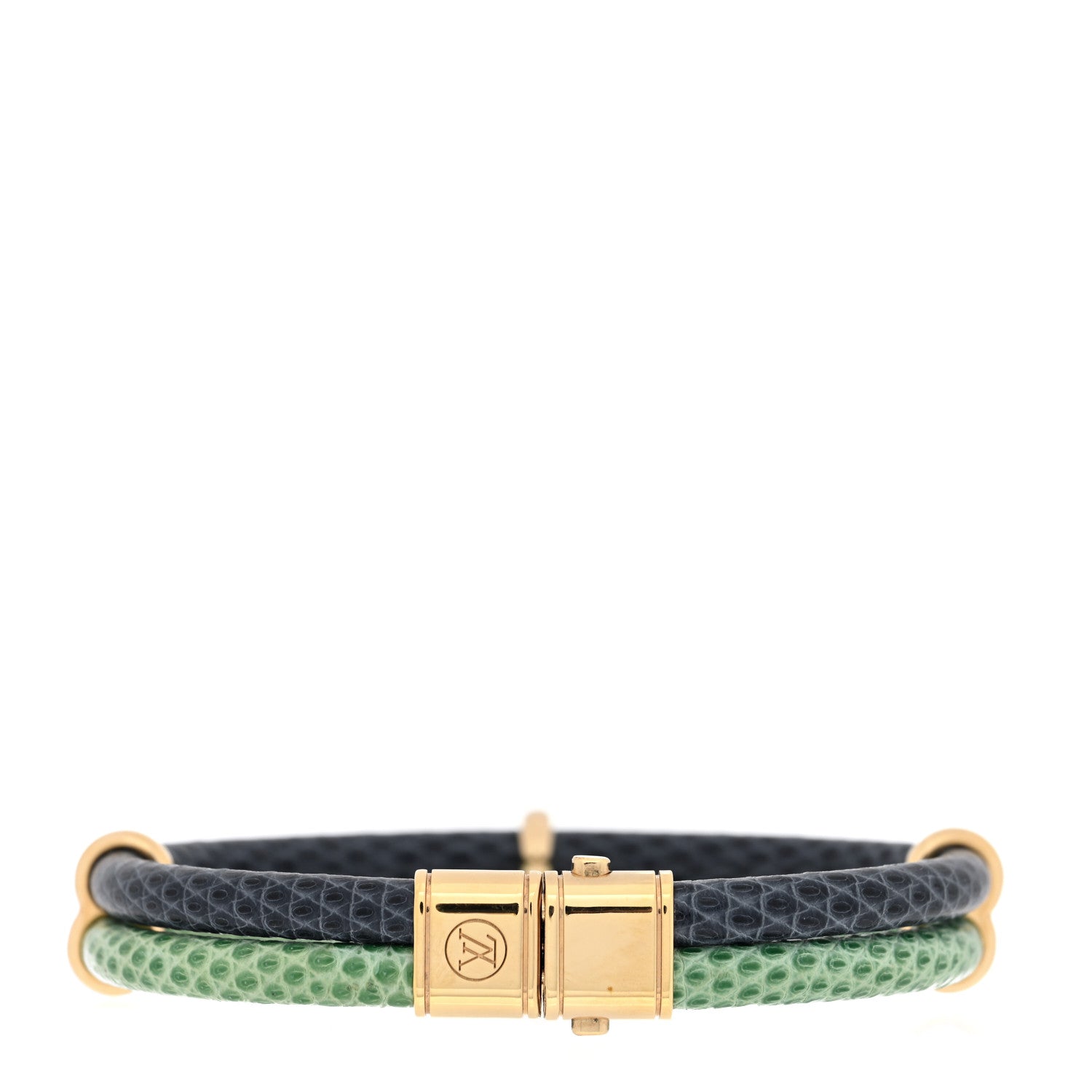 Louis Vuitton Snakeskin Keep It Twice Bracelet Blue Green 3 of 4