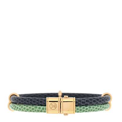 Louis Vuitton Snakeskin Keep It Twice Bracelet Blue Green 3 of 4