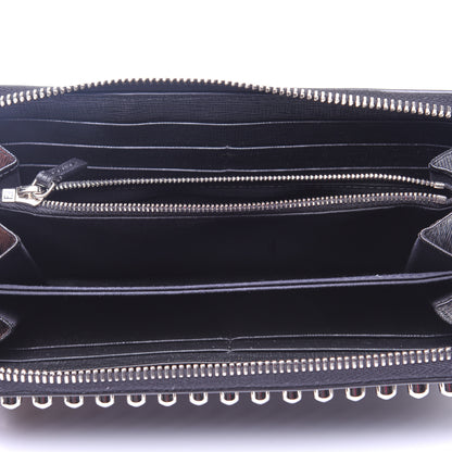 Fendi Vitello Elite Mink Fur Studded Karlito Zip Around Wallet Black 5 of 12