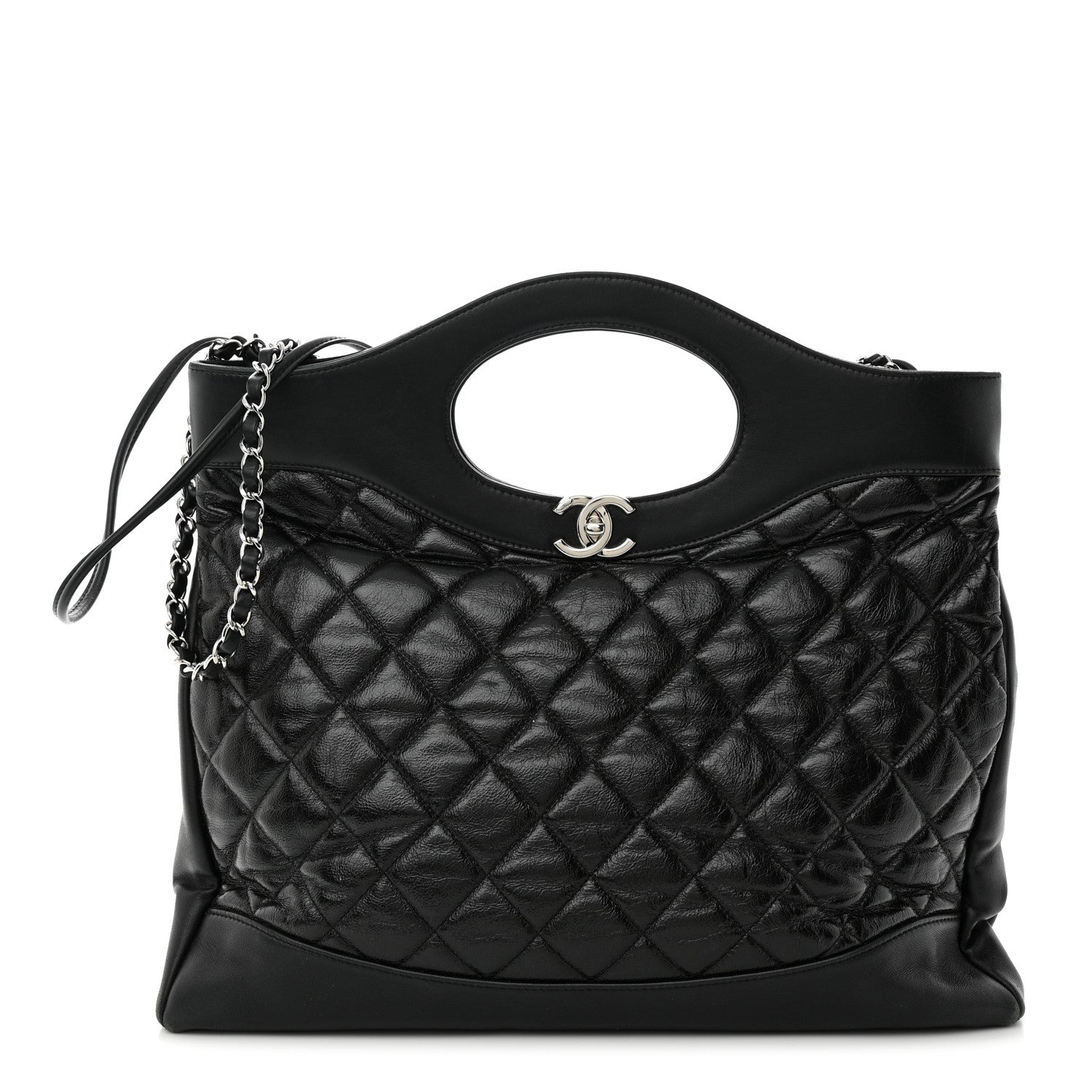 Chanel Shiny Aged Calfskin Quilted Large 31 Shopping Bag Black 1 of 11