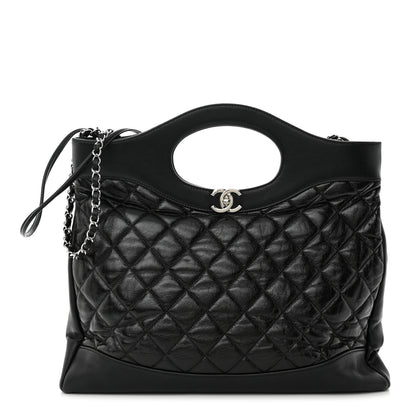 Chanel Shiny Aged Calfskin Quilted Large 31 Shopping Bag Black 1 of 11