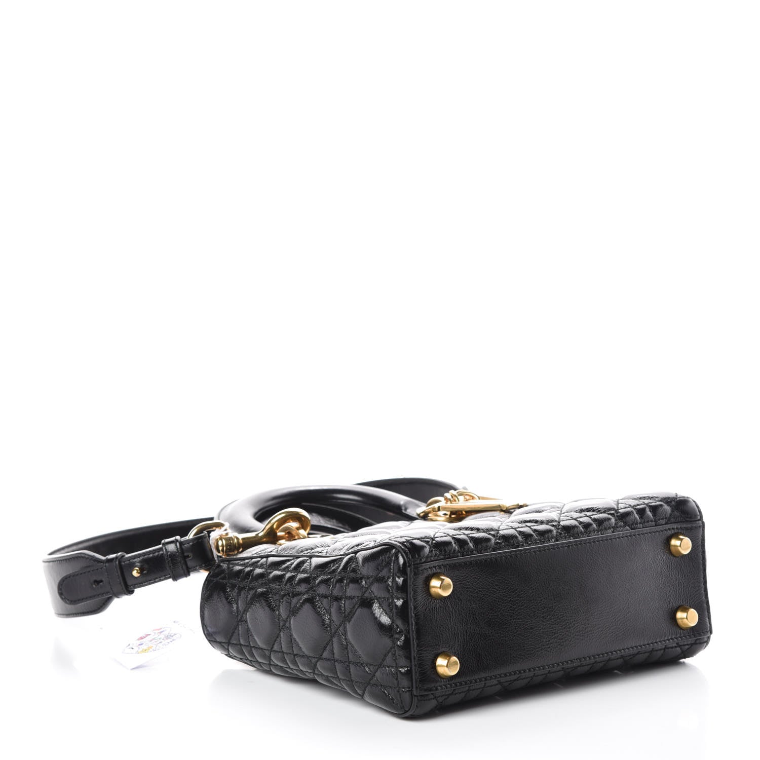 Christian Dior Crinkled Patent Cannage Small Lucky Badges My Lady Dior Black 4 of 7