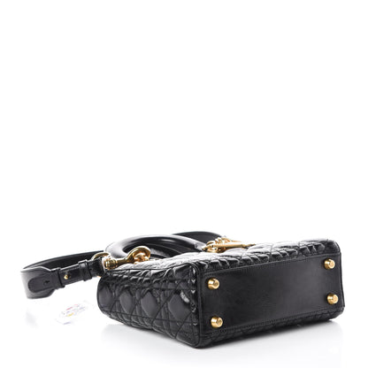 Christian Dior Crinkled Patent Cannage Small Lucky Badges My Lady Dior Black 4 of 7