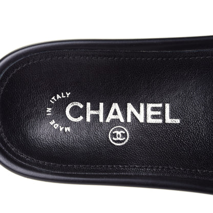 Chanel Tweed Lambskin Chain Flat Sandals 36 White Black 8 of 10