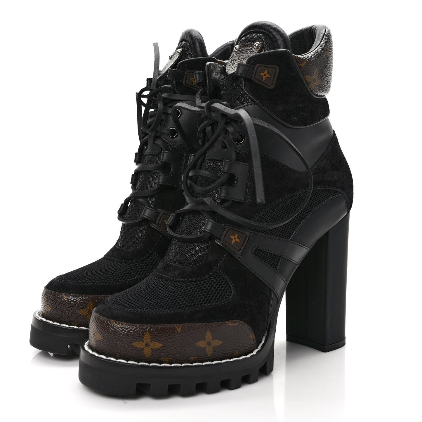 Patent Calfskin Monogram Star Trail Ankle Boots 39 Black