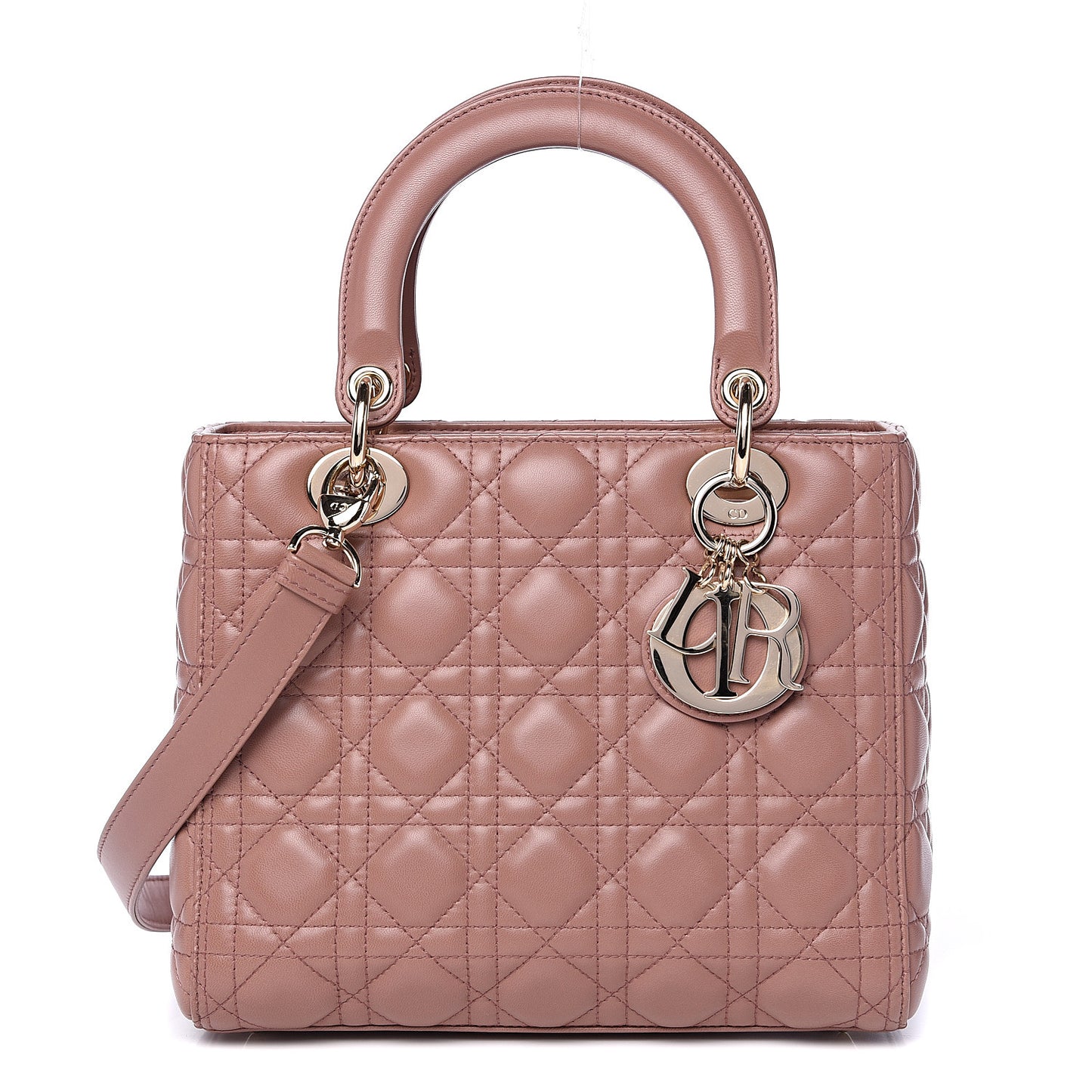 Lambskin Cannage Medium Lady Dior Bois de Rose