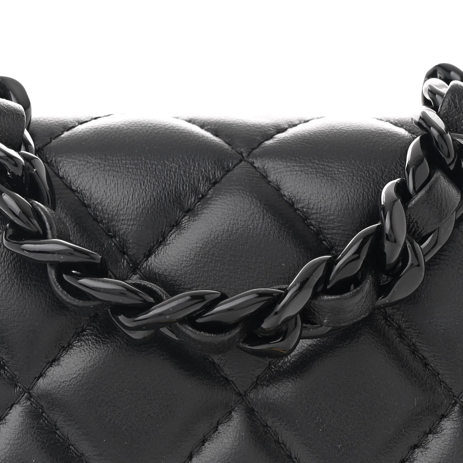 Chanel Lambskin Quilted Lacquered Chain Phone Holder With Chain Black 9 of 12
