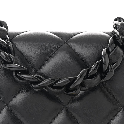 Chanel Lambskin Quilted Lacquered Chain Phone Holder With Chain Black 9 of 12