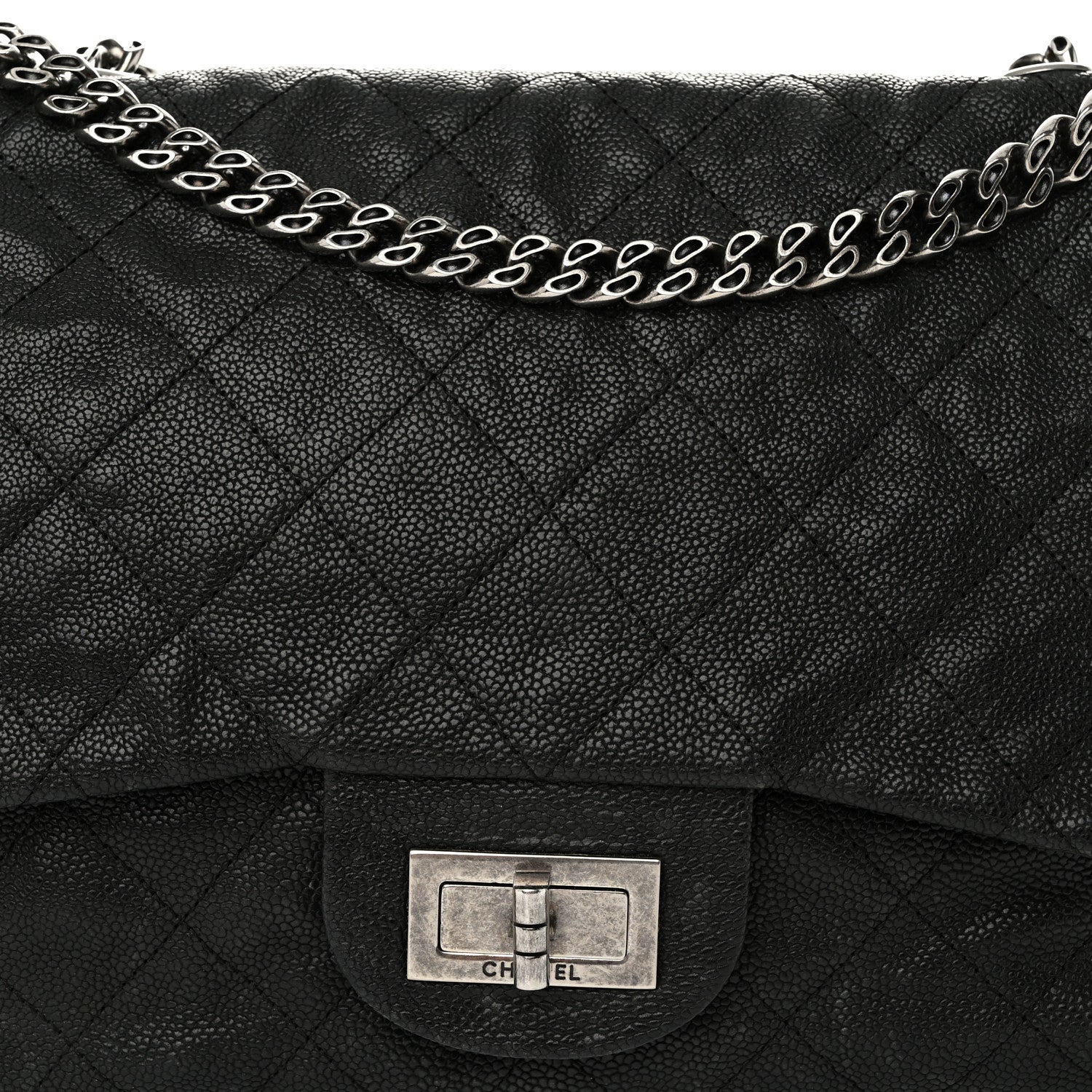 Chanel Washed Caviar Quilted 2.55 Reissue 227 Bijoux Chain Flap Black 8 of 10