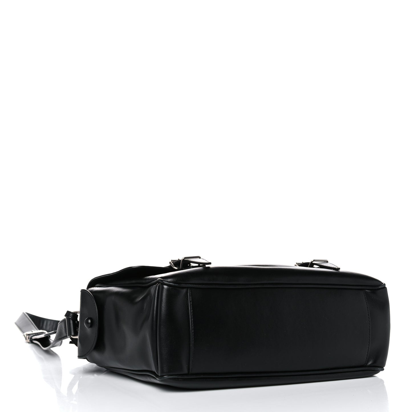 Calfskin Flap Front Messenger Bag Black
