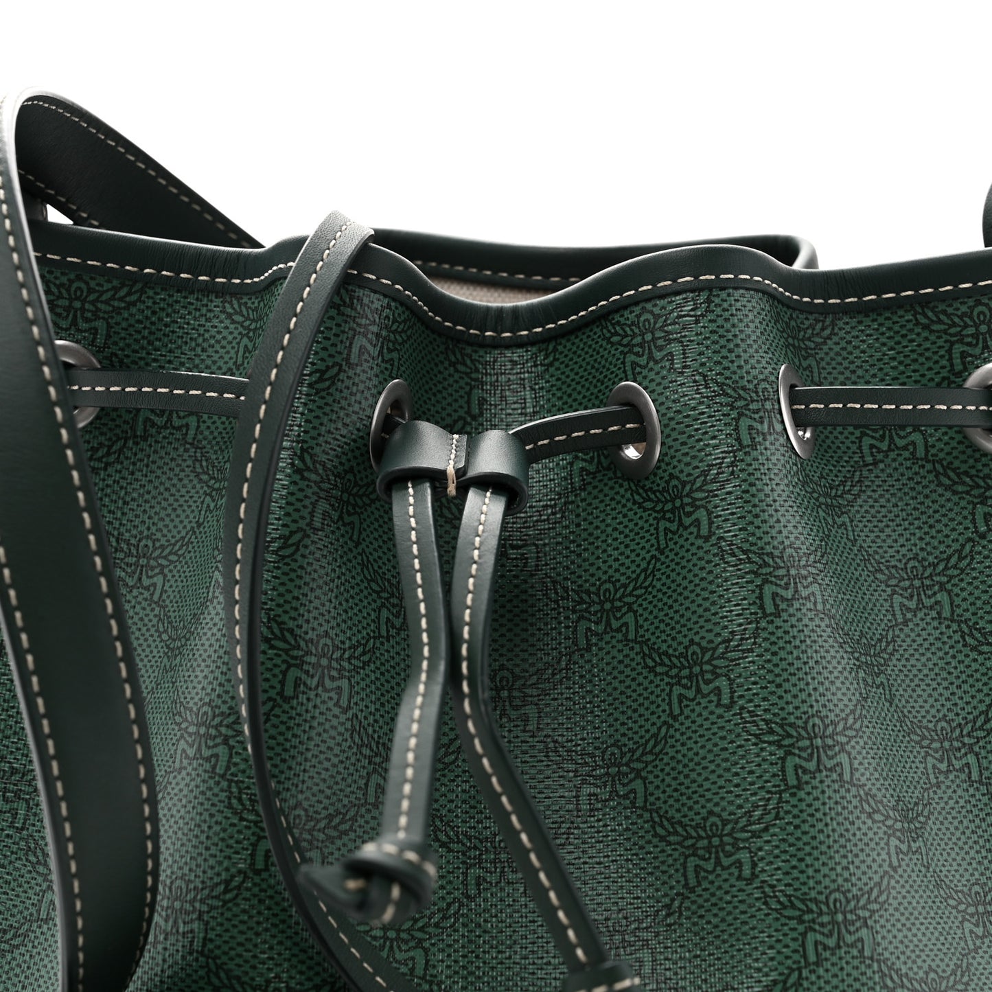 Lauretos Spanish Calfskin Medium Himmel Drawstring Bucket Bag Forest Green