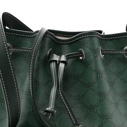MCM Lauretos Spanish Calfskin Medium Himmel Drawstring Bucket Bag Forest Green 9 of 12