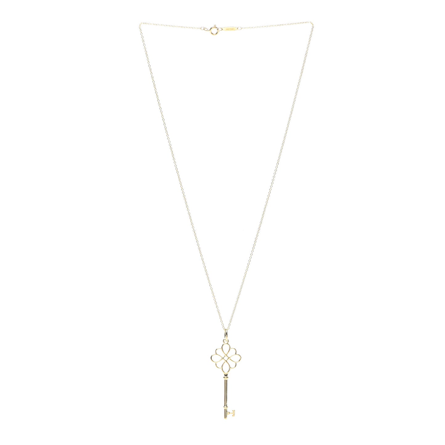 18K Yellow Gold Knot Key Pendant Necklace