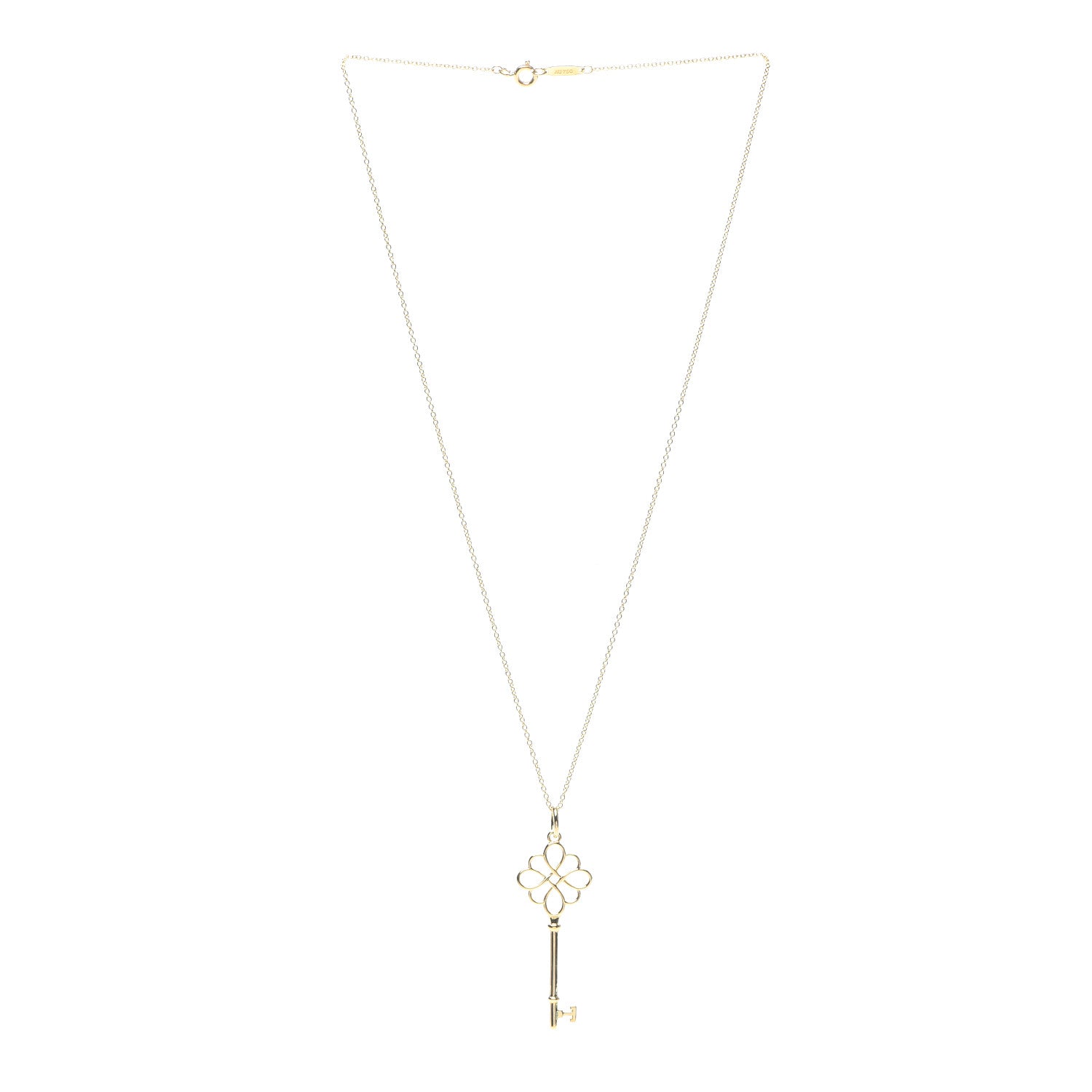 Tiffany 18K Yellow Gold Knot Key Pendant Necklace 3 of 5