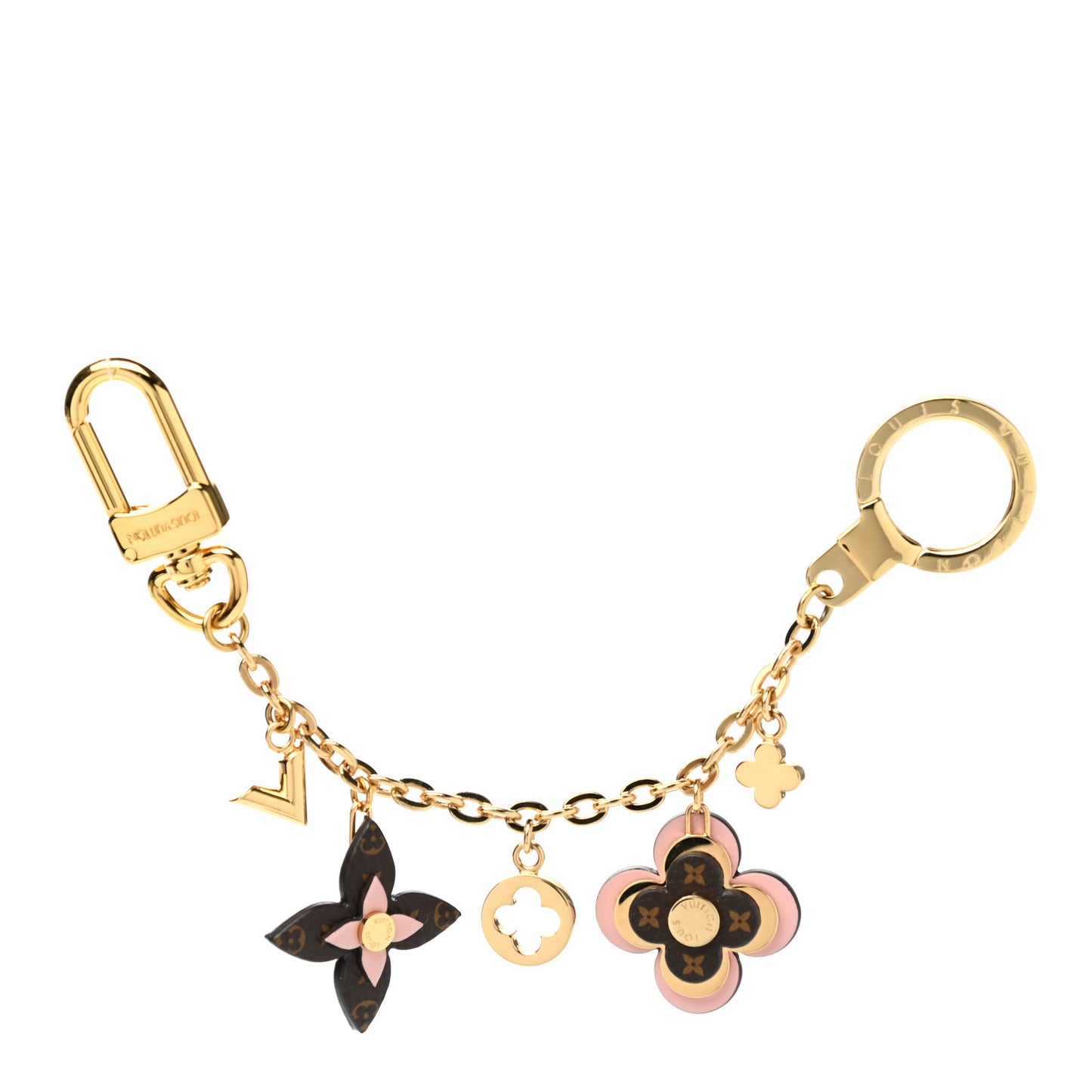 Brass Monogram Blooming Flowers Bag Charm Key Holder Rose Ballerine