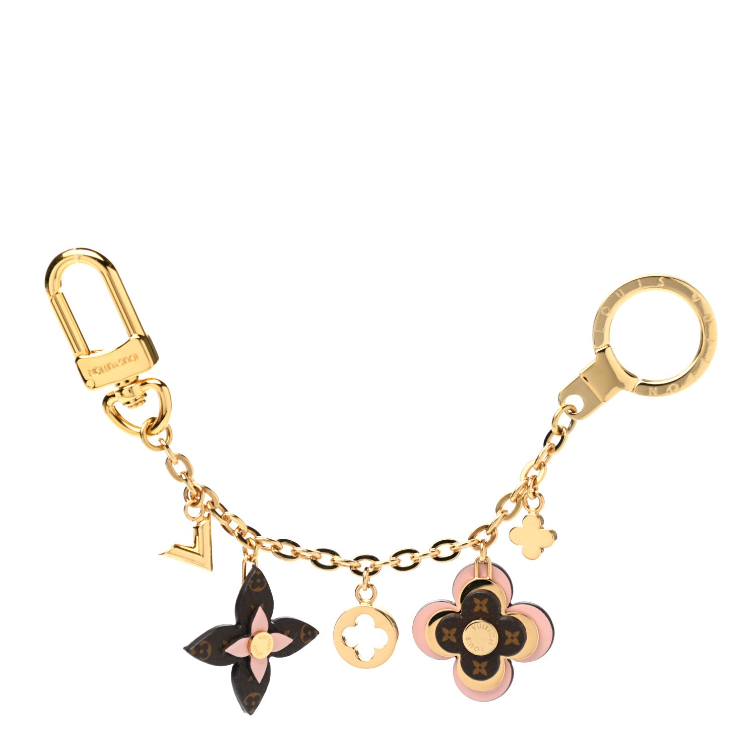 Louis Vuitton Brass Monogram Blooming Flowers Bag Charm Key Holder Rose Ballerine 1 of 3