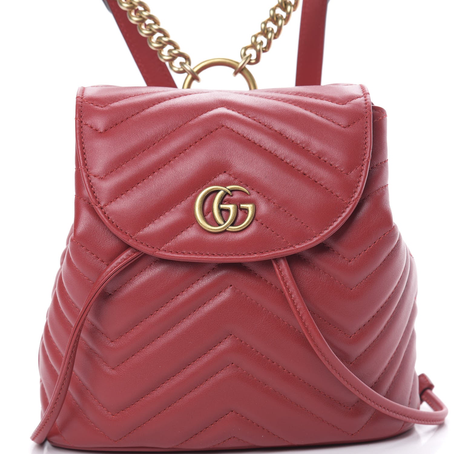 Gucci Calfskin Matelasse GG Marmont Flap Backpack Hibiscus Red 7 of 10