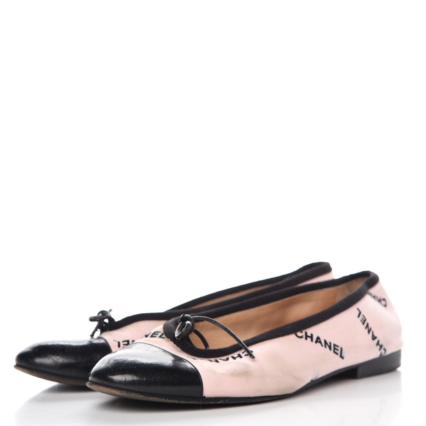 Printed Canvas Logo Ballet Flats 39.5 Pink Black