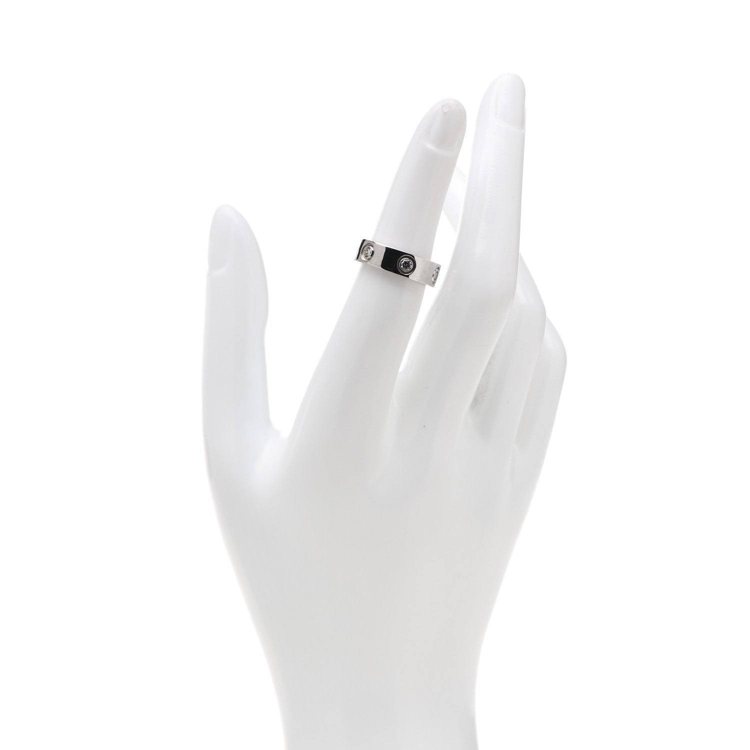 Cartier 18K White Gold 6 Diamond 5.5mm LOVE Ring 50 5.25 2 of 8