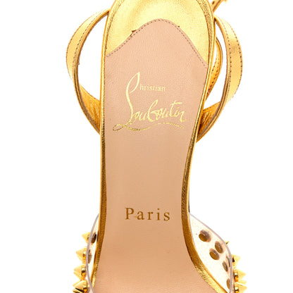 Christian Louboutin Nappa PVC Spiked St Jeannette 120 Peep Toe Pumps 35.5 Gold 6 of 14