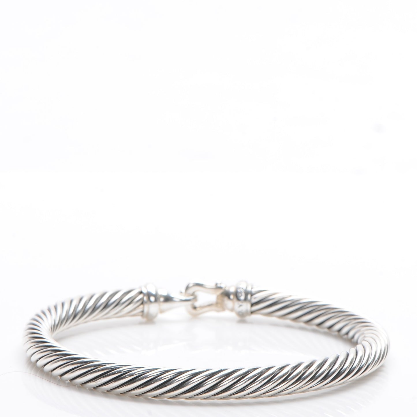 Sterling Silver Diamond 5mm Cable Buckle Bracelet