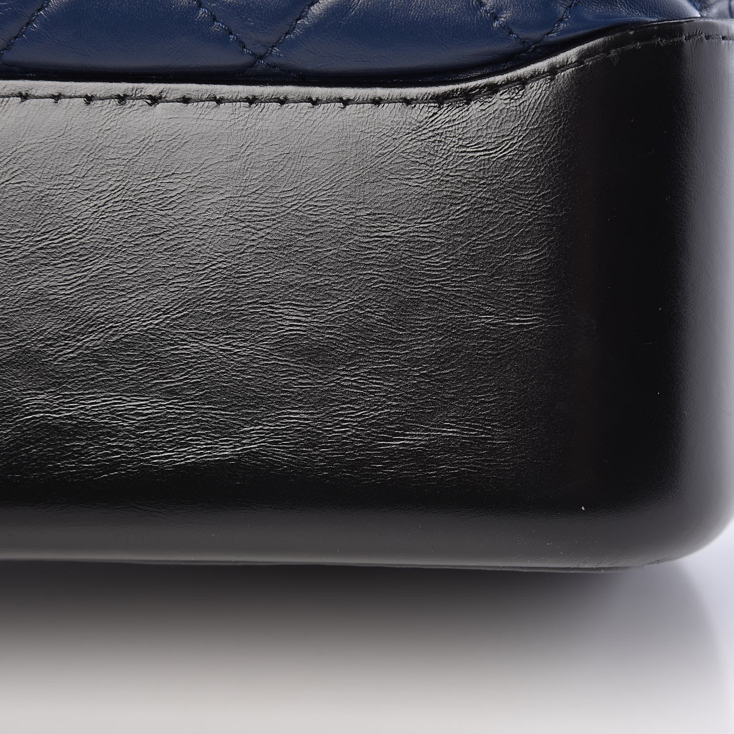 Chanel Aged Calfskin Quilted Large Gabrielle Hobo Navy Black 15 of 17