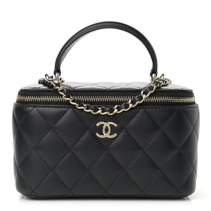 Chanel Lambskin Quilted Small Top Handle Vanity Case With Chain Black 1 of 12