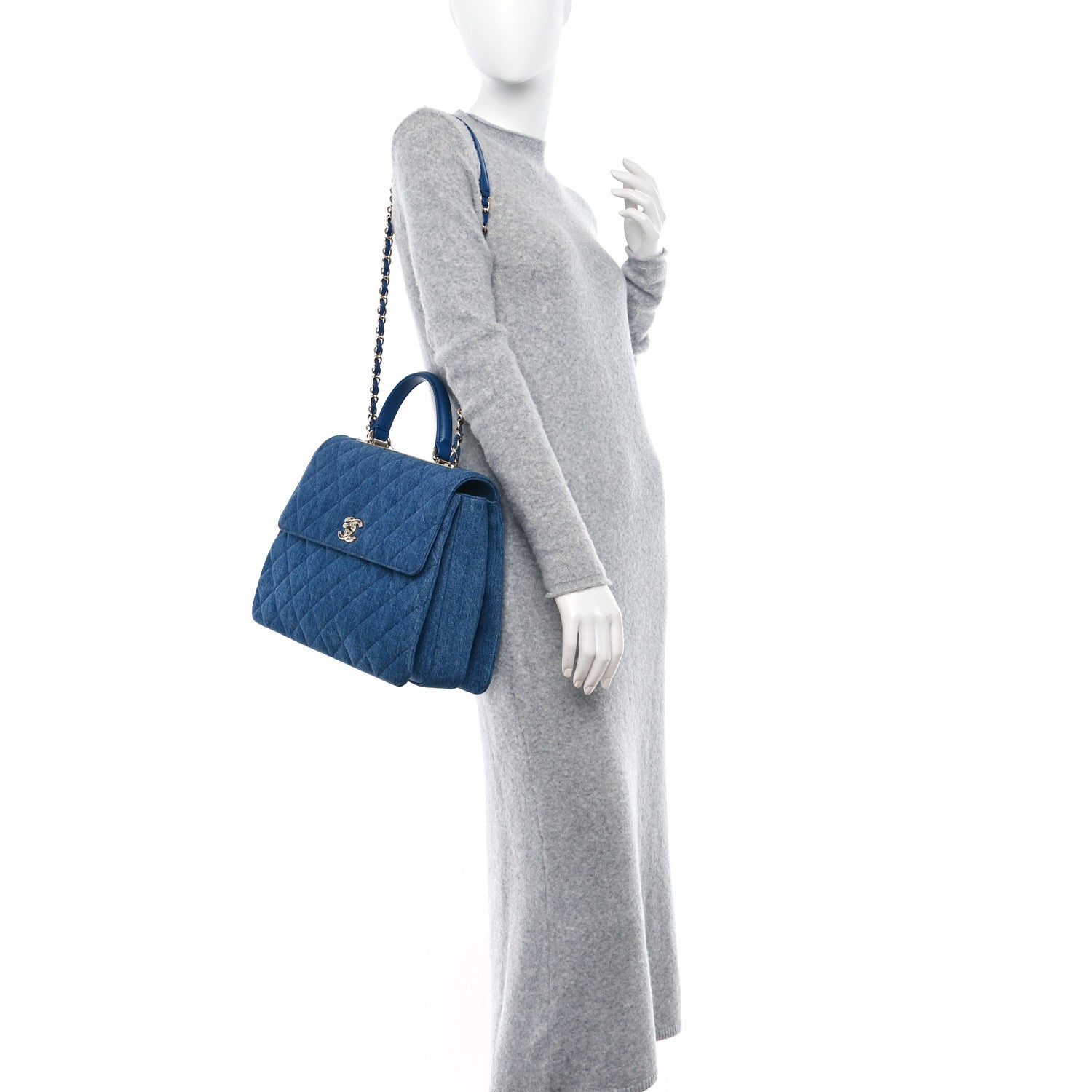 Chanel Denim Quilted Large Trendy CC Flap Dual Handle Bag Blue 2 of 12