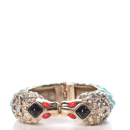 Chanel Crystal Lion Head Bracelet Gold 3 of 9