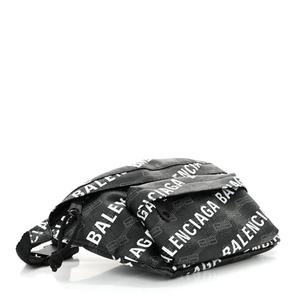 Balenciaga Coated Canvas BB Monogram Allover Logo Medium Signature Beltpack Black Grey White 4 of 10