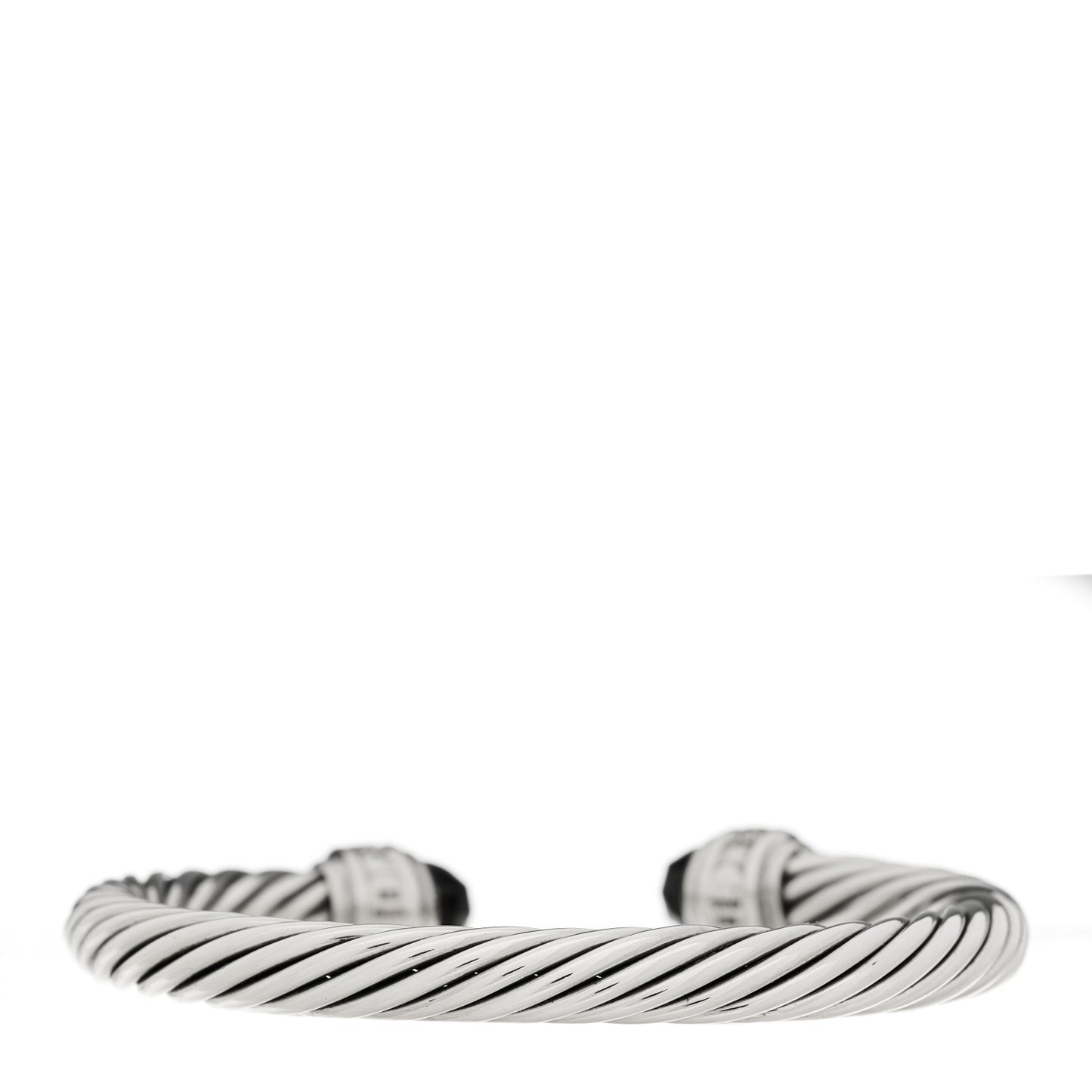 Sterling Silver Diamond Black Onyx 7mm Cable Classics Bracelet