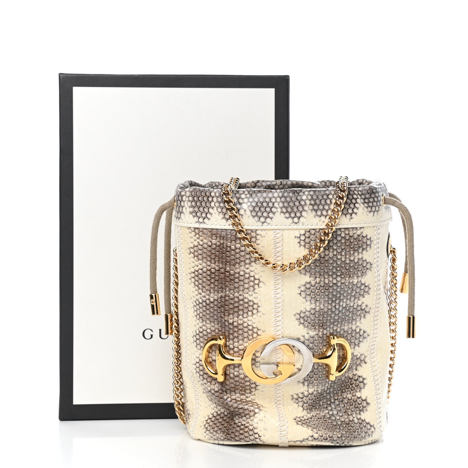 Gucci Snakeskin Mini Zumi Bucket Bag Grey 9 of 9