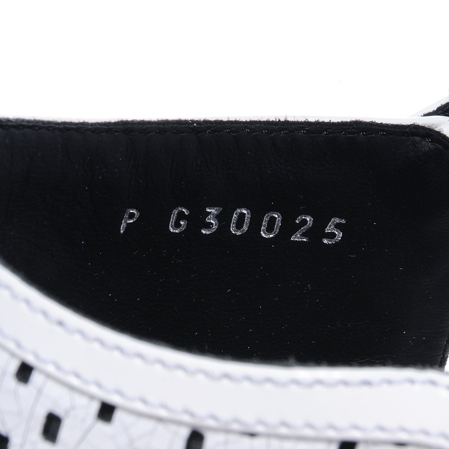 Perforated Crackled Patent Calfskin Sandals Heels 37.5 Black White