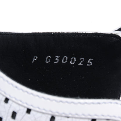 Chanel Perforated Crackled Patent Calfskin Sandals Heels 37.5 Black White 7 of 7