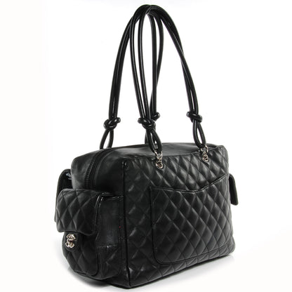 Chanel Calfskin Quilted Large Cambon Multipocket Reporter Black White 3 of 7