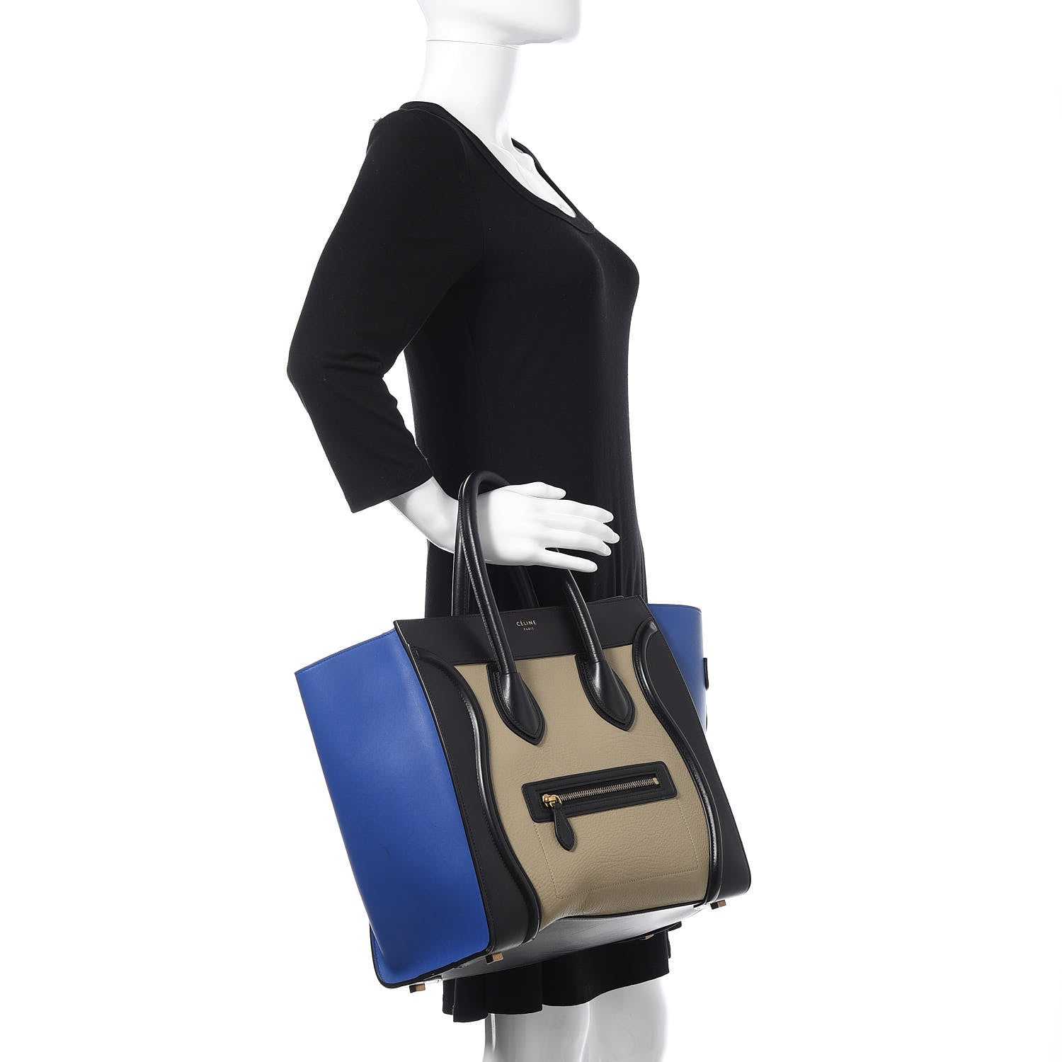 Celine Elephant Calfskin Mini Tri-Color Luggage Beige 2 of 18