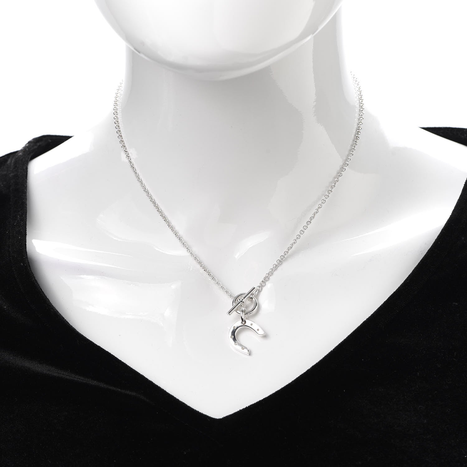 Hermes Sterling Silver Horseshoe Toggle Necklace 2 of 5