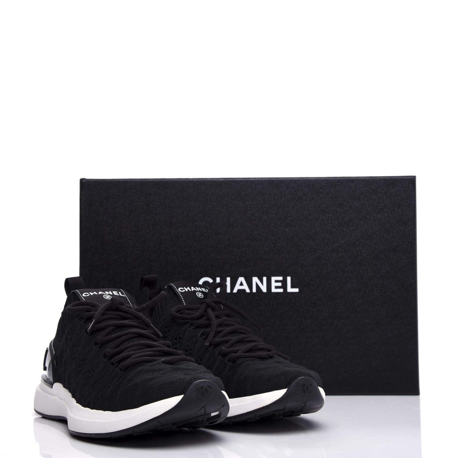 Chanel Fabric Logo Sneakers 38.5 Black 10 of 10