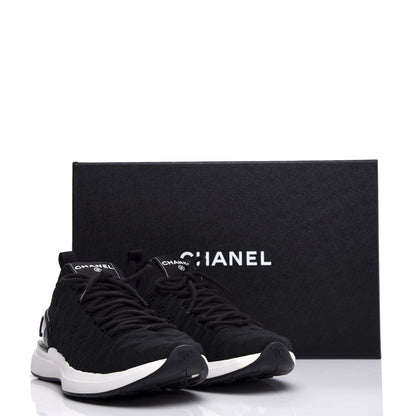 Chanel Fabric Logo Sneakers 38.5 Black 10 of 10