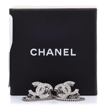 Chanel Crystal Chain CC Earrings Silver 5 of 5
