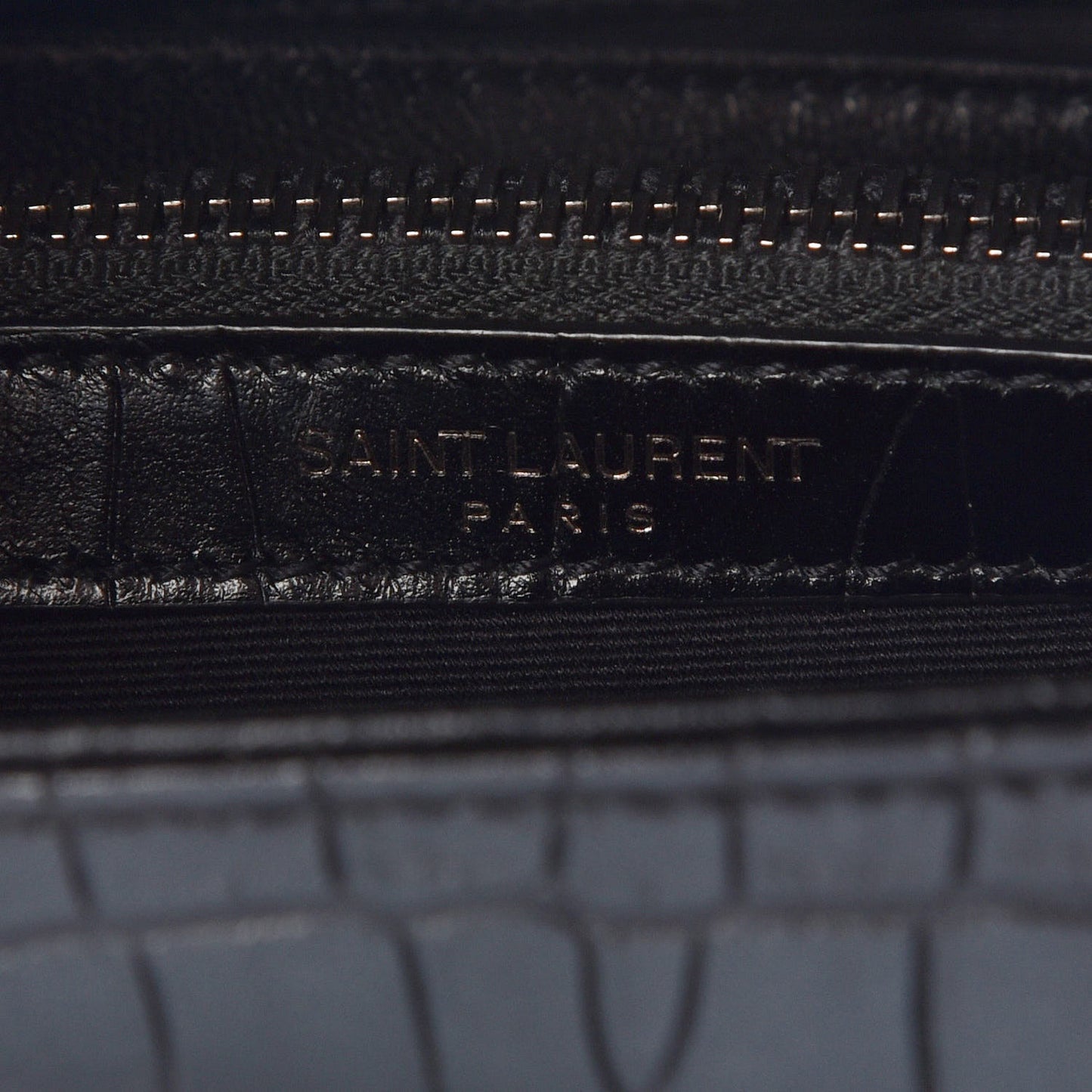 Calfskin Crocodile Embossed Small West Hollywood Monogram Fold-Over Bag Black