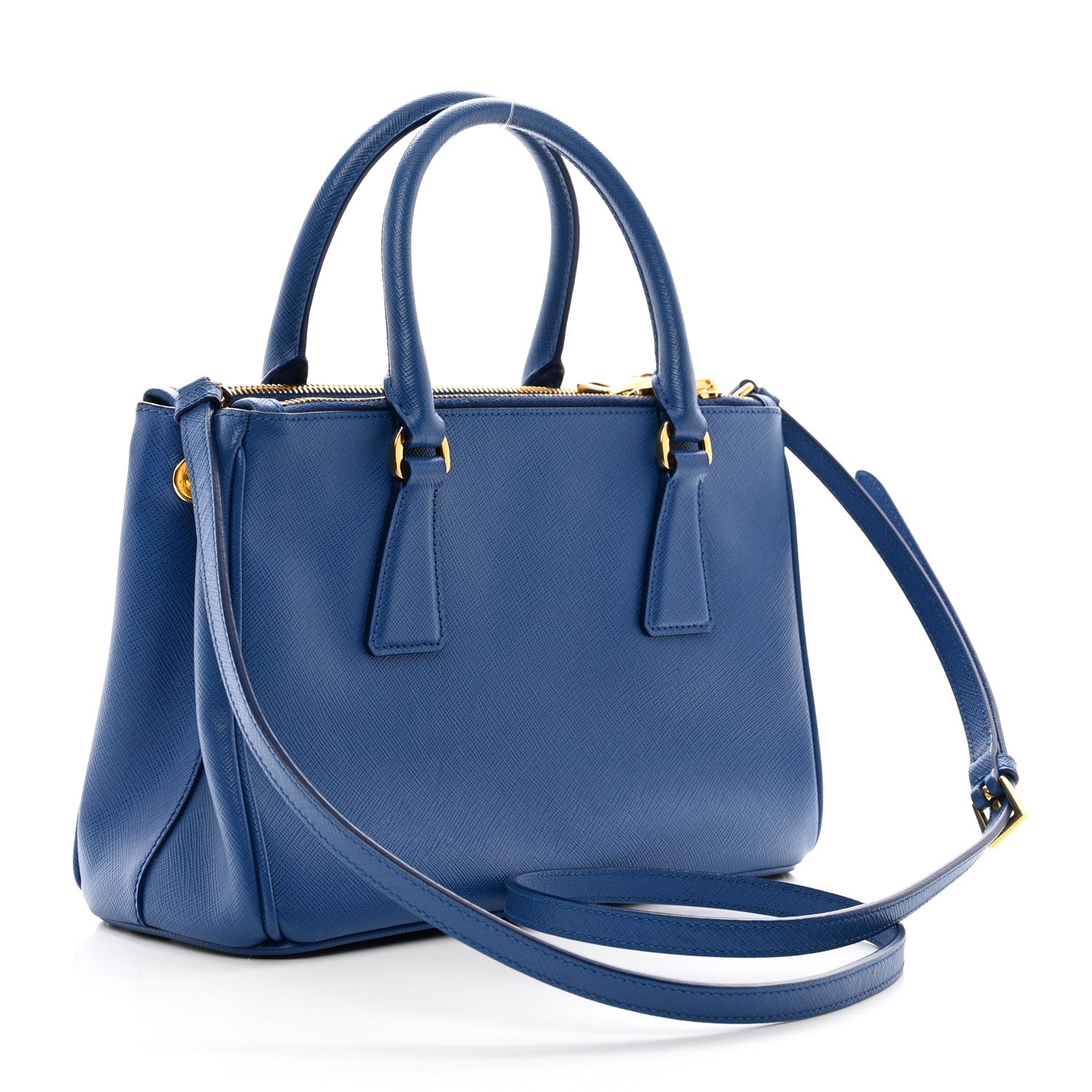 Prada Saffiano Lux Mini Galleria Double Zip Tote Azzurro 3 of 12