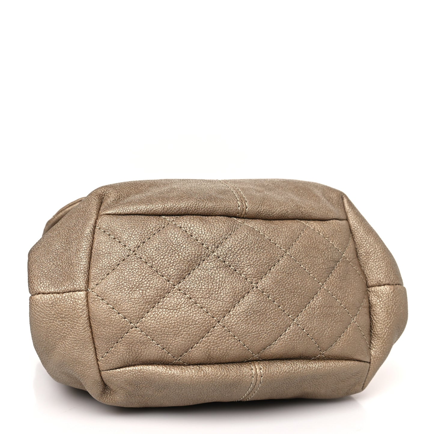 Metallic Calfskin Quilted Mini Trianon Messenger Flap Gold